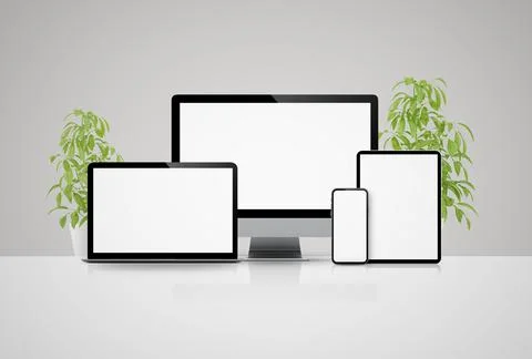 Devices mock up scene Stock Illustration