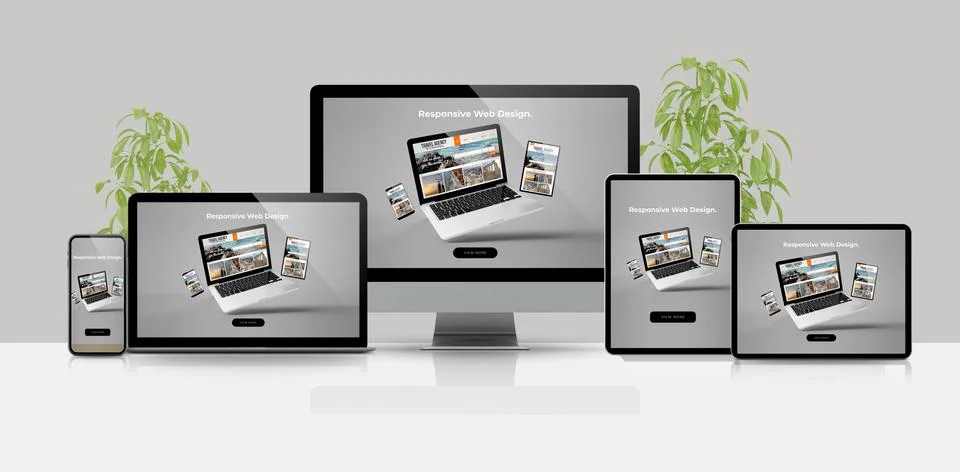 Devices mock up scene responsive design Stock Illustration