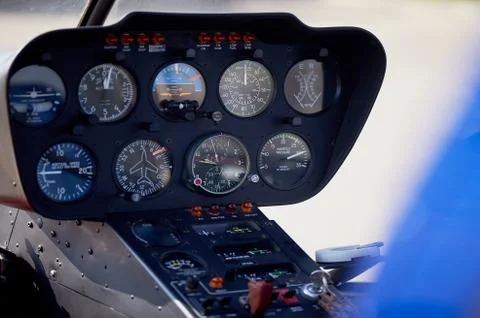 Devices on the remote control helicopter.Macro. Foto stock