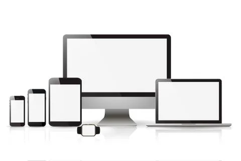 Devices screen tablet laptop and phone with shadow Stock Illustration