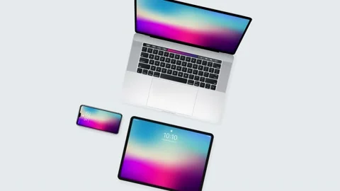 Devices Set Zoom In Laptop Mobile Tablet Stock Footage 201925852