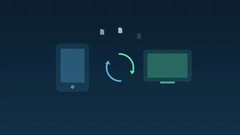 Devices sync cloud arrows rotating glacier cloud loop 動画素材 342612218