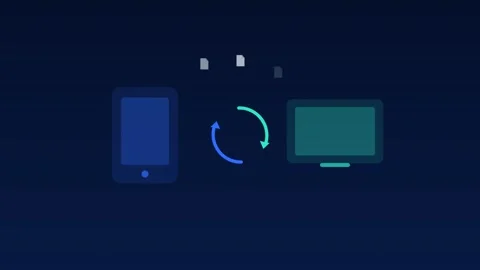 Devices sync cloud arrows rotating marine cloud loop 스톡 동영상 342612220