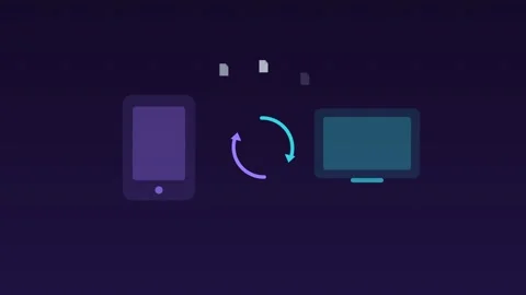 Devices sync cloud arrows rotating lavender cloud loop Видео 342612221