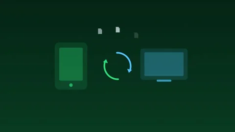 Devices sync cloud arrows rotating emerald cloud loop Stock Footage 342612223