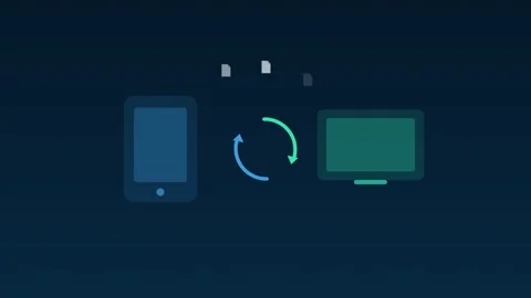 Devices sync cloud arrows rotating cerulean cloud loop 库存影片 342612226