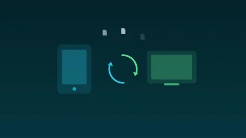 Devices sync cloud arrows rotating sea cloud loop 스톡 동영상 342612231