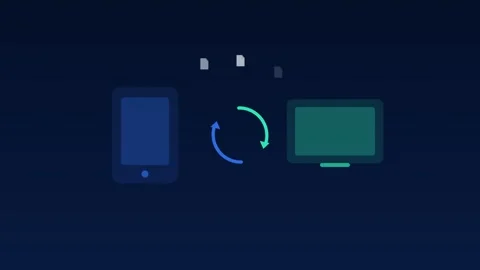 Devices sync cloud arrows rotating ocean cloud loop Stock-Footage 342612241