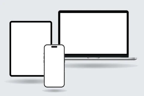 Devices template, Useful electronic mockup, Blank electronic mock, Notebook Stock Illustration
