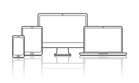 Devices vector line icons for responsive design Stock Illustration
