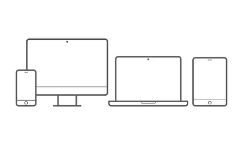 Devices vector line icons for responsive design Stock-Illustration