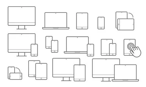Devices vector line icons for responsive design Stock-Illustration