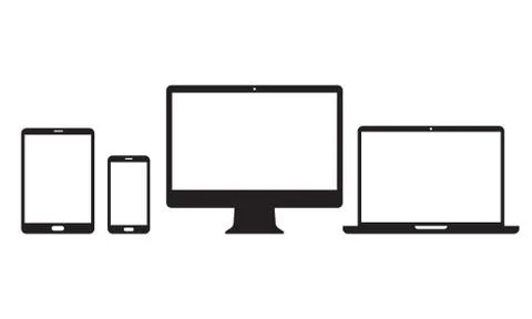 Devices vector line icons for responsive design Stock Illustration