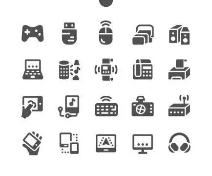 Devices Well-crafted Pixel Perfect Vector Solid Icons Stock Illustration