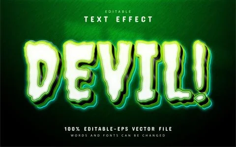 Devil 3d text effect editable Stock Illustration