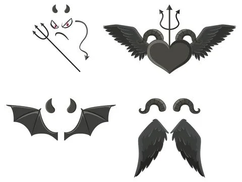 Devil and angel design elements Stock Illustration