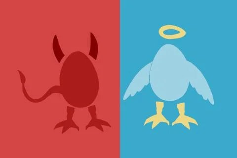 Devil and angel egg characters Foto stock