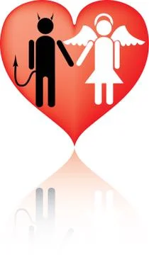 Devil and Angel. It is love. Illustrazione stock