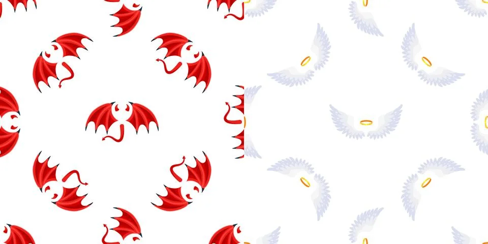 Devil and angel wings representing good and evil creating seamless pattern Stock-Illustration