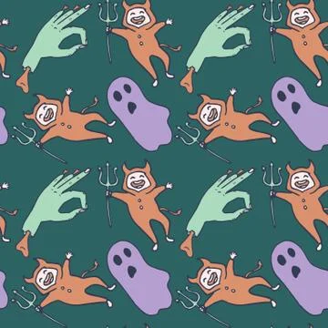 Devil and ghost seamless pattern 스톡 일러스트