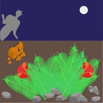 Devil and hidden treasures at midsummer night 스톡 일러스트