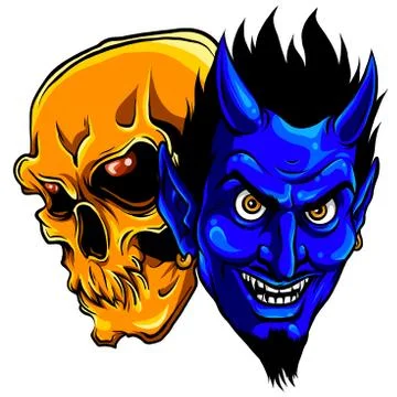 Devil and skull head vector illustration design Stock Illustration