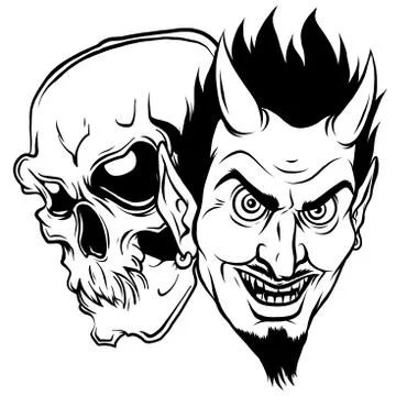Devil and skull head vector illustration design Stockillustratie