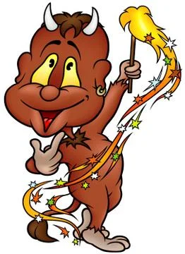 Devil and Sparkler Stock Illustration