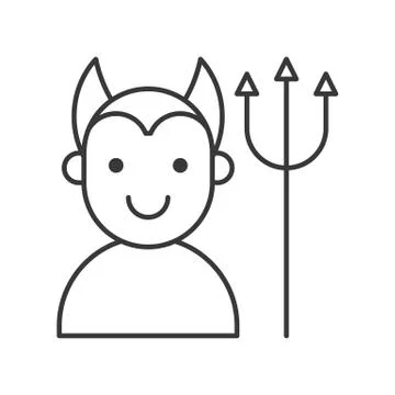 Devil and trident, Halloween related icon editable stroke Stock Illustration