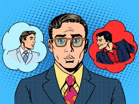 Devil angel businessman choice between good and evil Stock Illustration