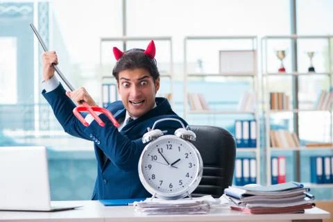 Devil angry businessman in the office 스톡 사진