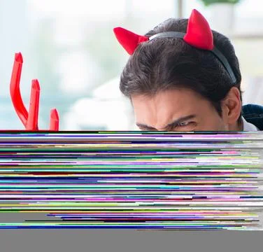 Devil angry businessman in the office 스톡 사진