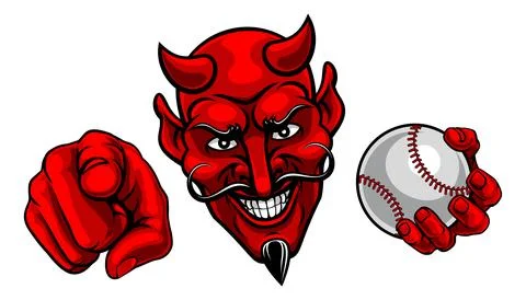 Devil Baseball Ball Sport Team Mascot Illustration Stock Illustration