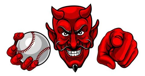 Devil Baseball Ball Sport Team Mascot Illustration Stock Illustration