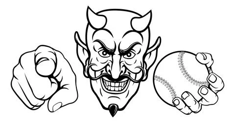 Devil Baseball Ball Sport Team Mascot Illustration Illustrazione stock