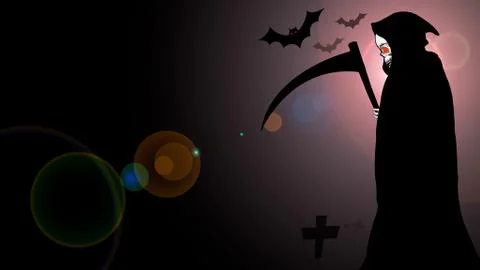 Devil with bats in the shadow of the night, Concept Halloween. Stock Illustration