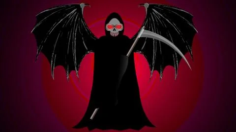 Devil with bats in the shadow of the night, Concept Halloween. Stock Illustration