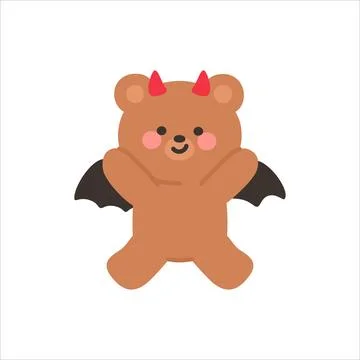 Devil Bear Jumping with Arms Raised Stock Illustration