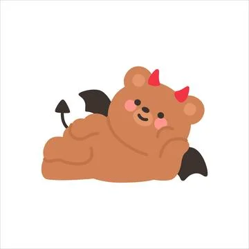 Devil Bear Lying Down Relaxed with a Playful Smile Illustrazione stock