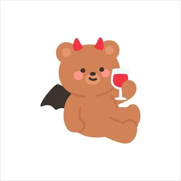 Devil Bear Sitting and Raising a Wine Glass Stock Illustration