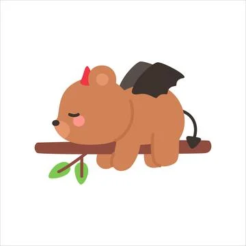 Devil Bear Sleeping on a Tree Branch Stock-Illustration