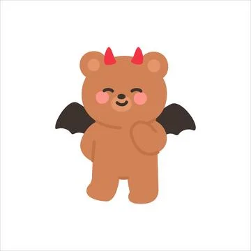 Devil Bear Smiling with One Hand on Its Chest Stock Illustration