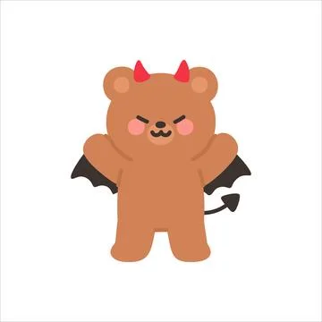 Devil Bear Standing with Arms Raised Trying to Frighten Stock Illustration