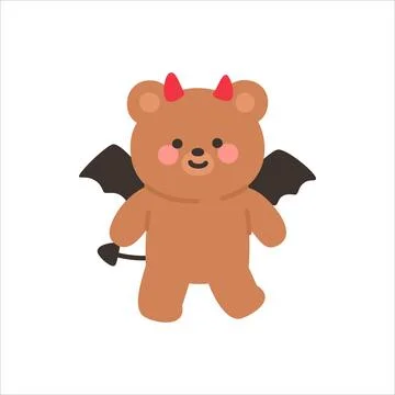Devil Bear Standing with Open Arms and a Cheerful Smile Illustrazione stock
