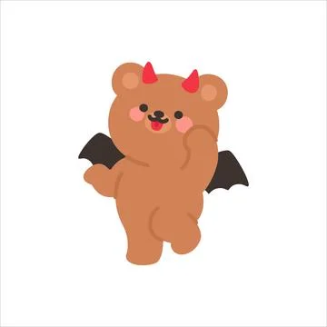 Devil Bear Sticking Out Tongue with a Playful Expression Stock Illustration