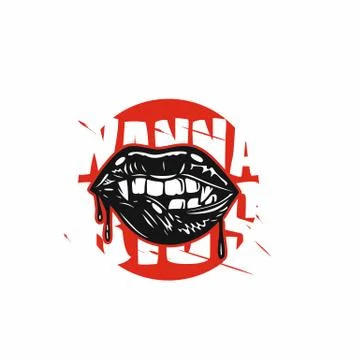 Devil biting lips vector illustration. Stock Illustration
