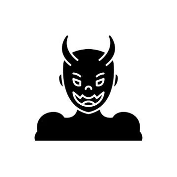 Devil black icon, vector sign on isolated background. Devil concept symbol Stock Illustration