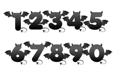Devil black numbers with wings for ui games. Stock Illustration