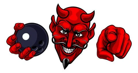 Devil Bowling Ball Sport Team Mascot Illustration Illustrazione stock
