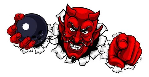 Devil Bowling Ball Sport Team Mascot Illustration Illustrazione stock